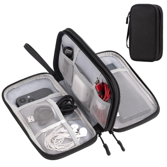 Arae Electronic Organizer, Travel Cable Organizer, Double Layers Portable Waterproof Pouch, Electronic Accessories Storage Case for Cable, Cord, Charger, Phone, Earphone (Black, M) 🍁 All In One Marketplace Canada