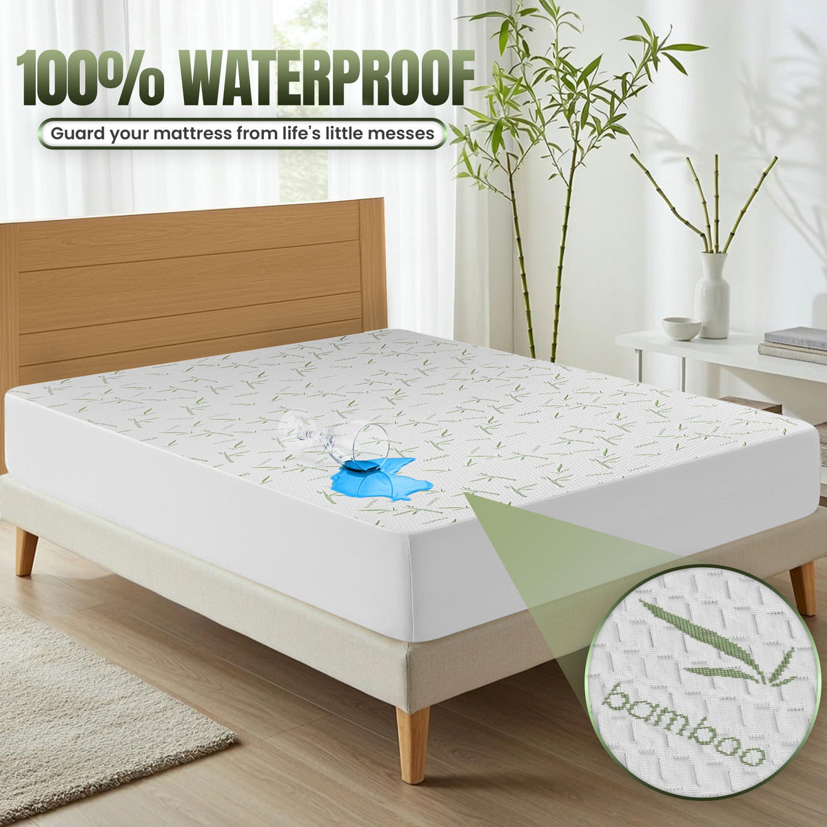 Utopia Bedding Waterproof Mattress Protector Full/Double Size, Bamboo Viscose Mattress Cover 200 GSM, Fits 15 Inches Deep, Breathable, Fitted Style with Stretchable Pockets 🍁 All In One Marketplace Canada