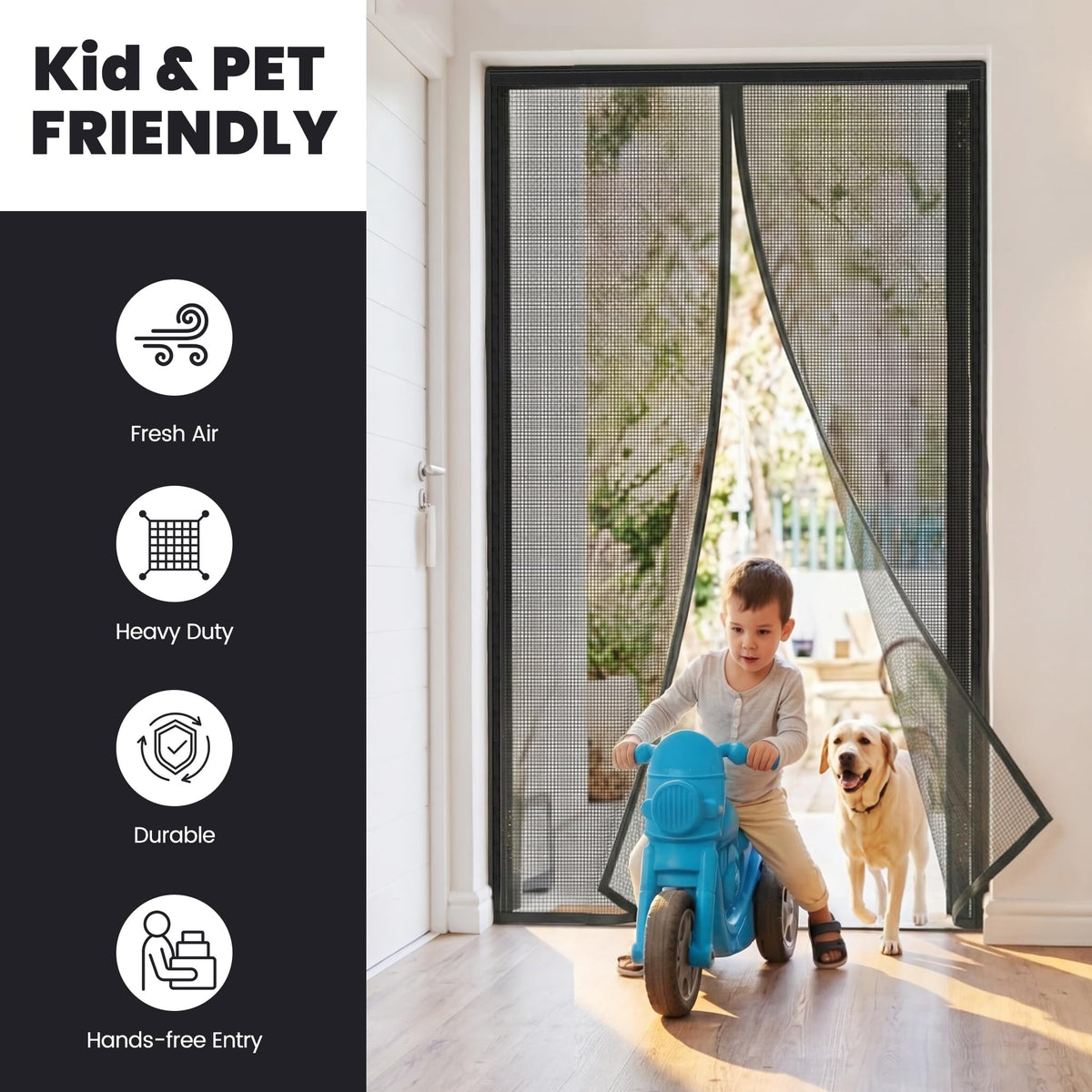 Magnetic Screen Door 34"W x 82"H, Fits Door Size to 32"W x 80"H, Heavy Duty Fiberglass Moustiquaire Magnétique, Screen Mesh with Automatic Block Closure, Walk Through Easily for Kids Pets 🍁 All In One Marketplace Canada