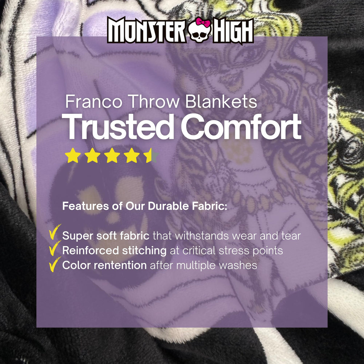 Monster High Halloween Throw, Super Soft Cozy Plush Blanket, 50" x 70", (Officially Licensed Product) by Franco