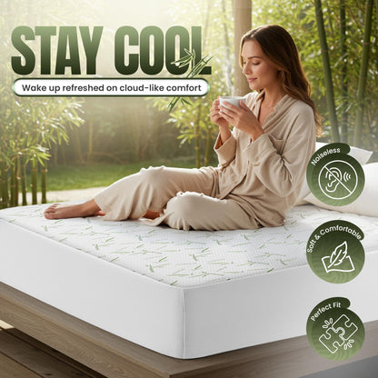 Utopia Bedding Waterproof Mattress Protector King Size, Bamboo Viscose Mattress Cover 200 GSM, Fits 17 Inches Deep, Breathable, Fitted Style with Stretchable Pockets 🍁 All In One Marketplace Canada