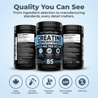 Pure Micronized Creatine Dissolves Easily | Creatine Monohydrate Powder 425g - For Increased Muscle Growth & Performance - Supports Athletic Performance - Creatine Powder for Workouts - 85 Servings 🍁 All In One Marketplace Canada