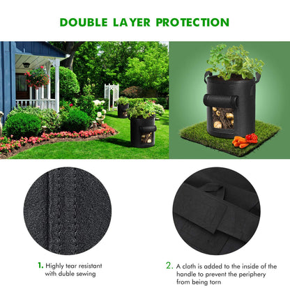 Cavisoo 5-Pack 10 Gallon Potato Grow Bags, Garden Planting Bag with Reinforced Handle, Thickened Nonwoven Fabric Pots for Tomato, Vegetable and Fruits 🍁 All In One Marketplace Canada