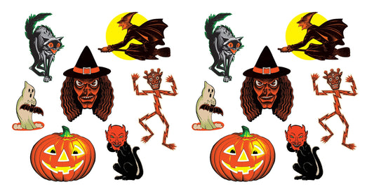 Beistle Vintage Halloween Classic Cutouts 14 Piece, 9.5" - 16", Multicolor