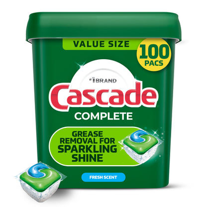 Cascade Complete Dishwasher Detergent Pods, Dish Detergent Soap, Fresh Scent, 100 Count 🍁 All In One Marketplace Canada