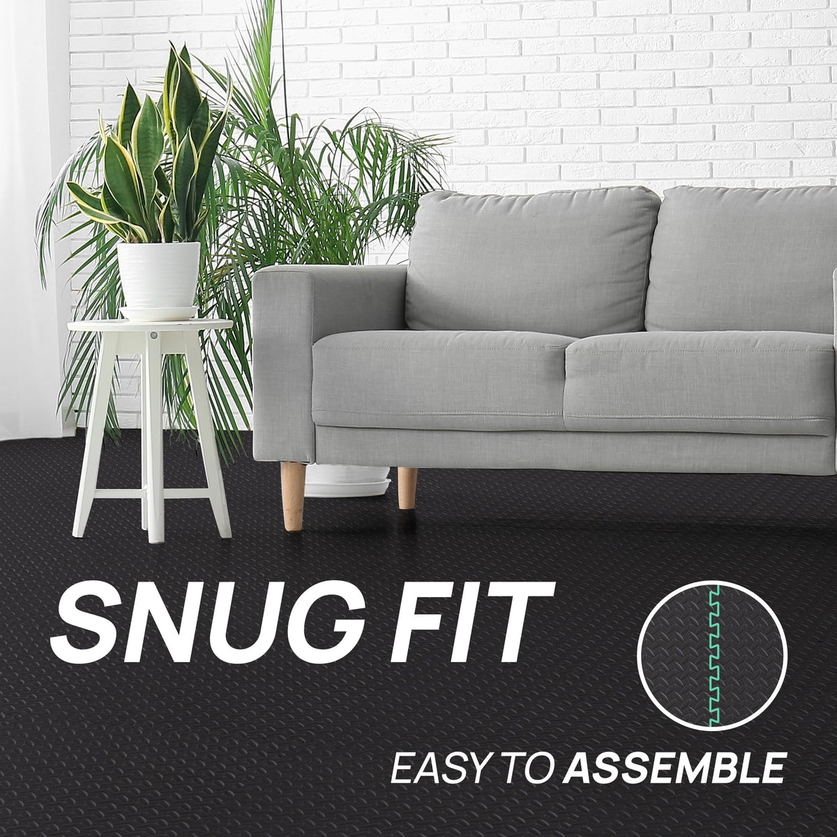 Yes4All EVA Interlocking Mats, Puzzle Floor Tiles, Foam Floor Padding with Border for Furniture, Home Space, Living Room, Garage - Black, 1.02 m2 🍁 All In One Marketplace Canada