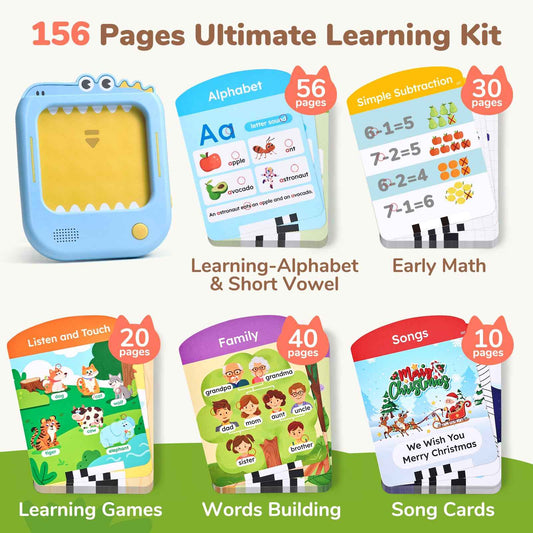 JoyCat Kids Learning Tablet - 156 Pages Tap-to-Read Flash Cards with 20 Listen & Find Games, Montessori Toy for Alphabet, Phonics, Words, Simple Math, Colors, Shapes & Songs - Gifts for Ages 2-6 🍁 All In One Marketplace Canada