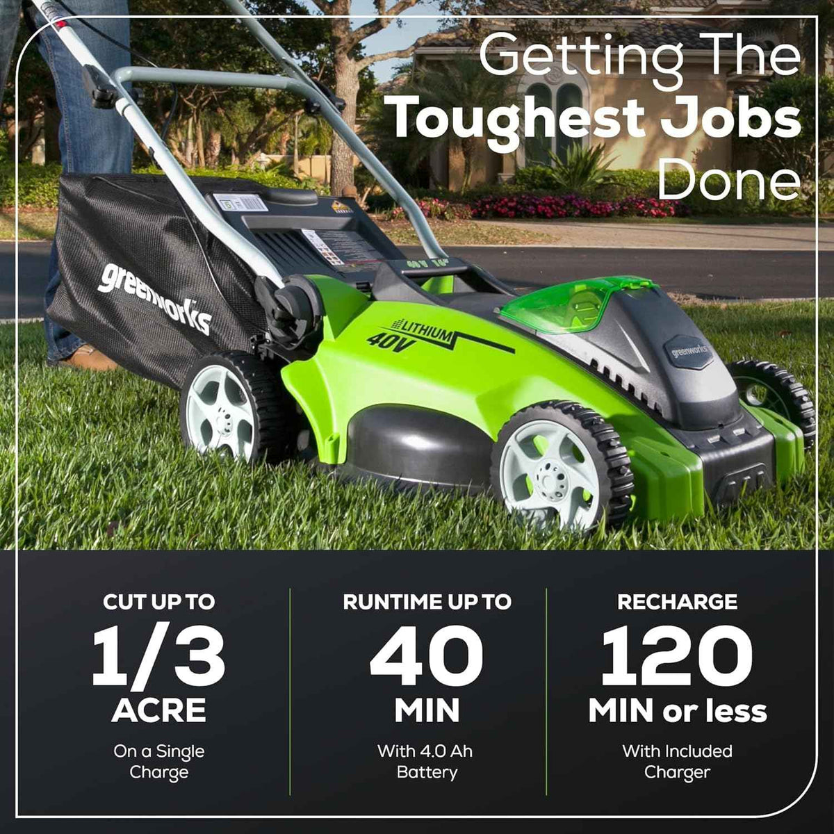 Greenworks 40V 16-inch Cordless Lawn Mower, 4.0 Ah Battery and Charger Included 25242 🍁 All In One Marketplace Canada