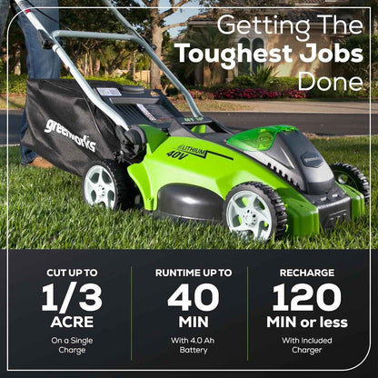 Greenworks 40V 16-inch Cordless Lawn Mower, 4.0 Ah Battery and Charger Included 25242 🍁 All In One Marketplace Canada