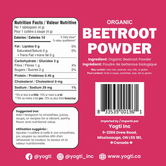 Yogti Organic Beetroot Powder 500g – Pure, Non-GMO, Vegan, Gluten-Free – Fine Red Beet Powder for Smoothies, Baking, Lattes & Natural Color – Premium Superfood Ingredient - 1 Count 🍁 All In One Marketplace Canada