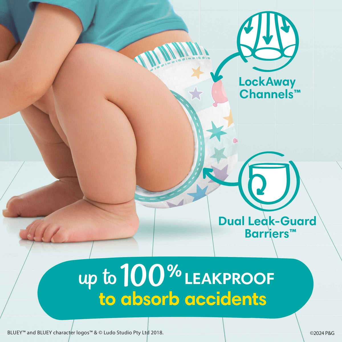 Pampers Easy Ups Girls & Boys Potty Training Pants, Size 5 (3T4T), Bluey Absorbent Training Underwear, Up to 100% Leakproof Day and Night, Hypoallergenic, 1 Pack (Count of 66) 🍁 All In One Marketplace Canada