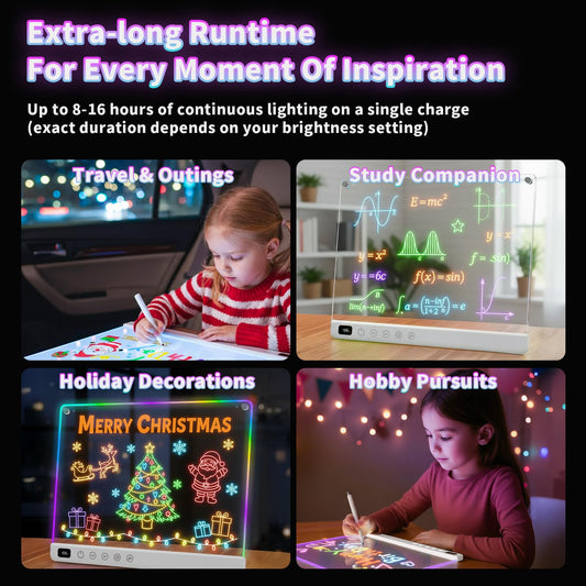 Lumiboard Led Drawing Board with 13 Light Effects, 13.7"x10" Rechargeable Glow Doodle LED Note Board with Colors, Neon Light Up Drawing Tablet Gifts for Kids for Christmas Birthday Gifts Presents 🍁 All In One Marketplace Canada