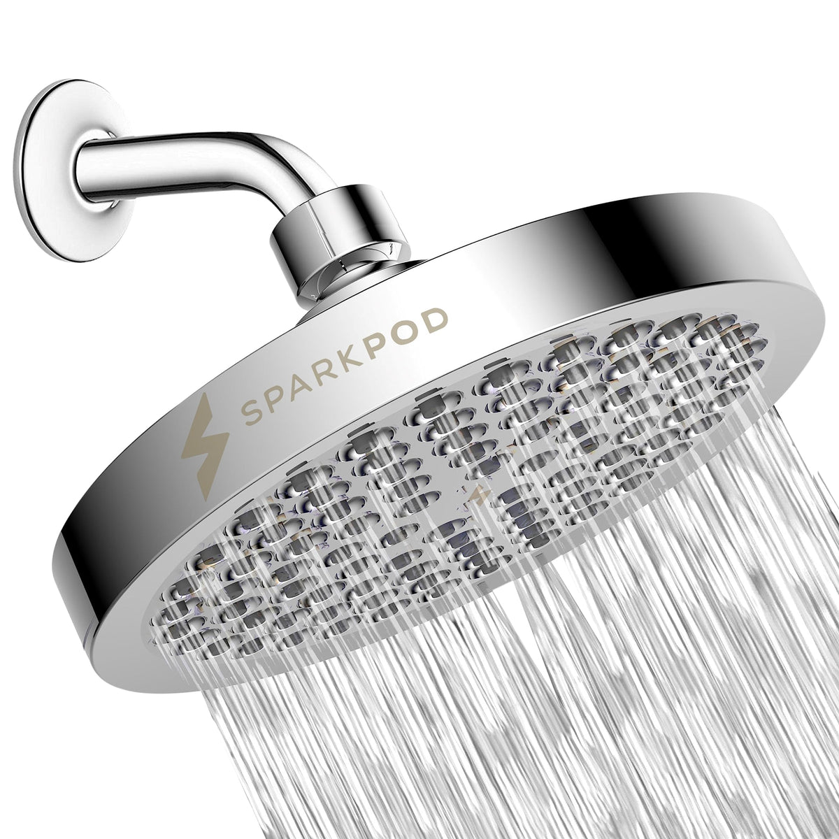 SparkPod Shower Head - High Pressure Rain - Premium Quality Luxury Design - 1-Min Install - Easy Clean Adjustable Replacement for Your Bathroom Shower Heads (Luxury Polished Chrome, 6 Inch Round) 🍁 All In One Marketplace Canada