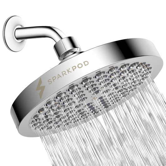 SparkPod Shower Head - High Pressure Rain - Premium Quality Luxury Design - 1-Min Install - Easy Clean Adjustable Replacement for Your Bathroom Shower Heads (Luxury Polished Chrome, 6 Inch Round) 🍁 All In One Marketplace Canada