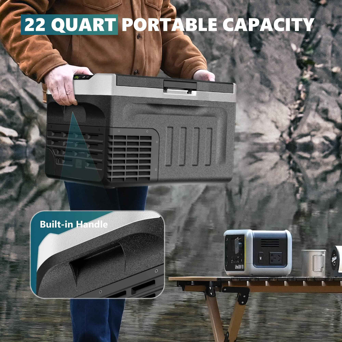 EUHOMY 12 Volt Refrigerator, 22QT(21L) 12V Cooler, Compressor Electric Cooler -4℉~68℉, 12V Fridge 12/24V DC 110-240V AC, Portable Freezer for Camping, Travel, Truck, Home 🍁 All In One Marketplace Canada