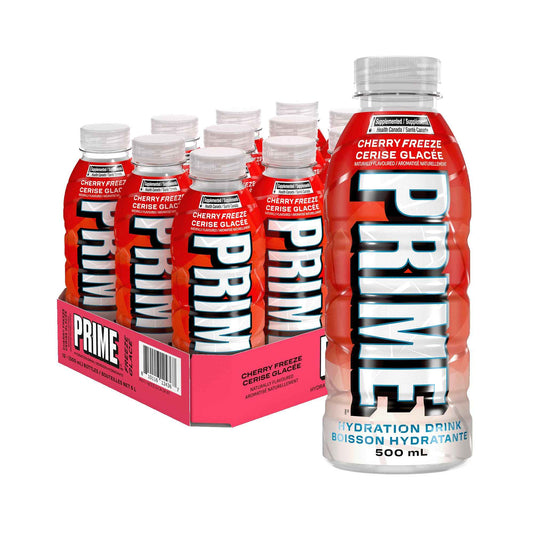 PRIME Hydration CHERRY FREEZE | Sports Drinks | Electrolyte Enhanced | B Vitamins | Antioxidants | 2g of Sugar | 500 mL | 12 Pack 🍁 All In One Marketplace Canada