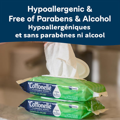 Cottonelle GentlePlus Flushable Wet Wipes with Aloe & Vitamin E, Adult Wet Wipes, 8 Flip-Top Packs, 42 Wipes per Pack (336 Total Flushable Wipes) 🍁 All In One Marketplace Canada