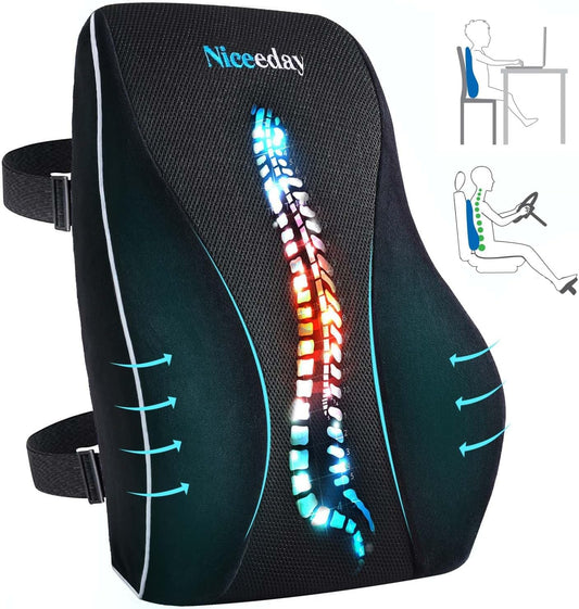 Lumbar Support Pillow for Office Chair Car Lumbar Pillow Lower Back Pain Relief Memory Foam Back Cushion with 3D Mesh Cover Gaming Chair Back Pillow Ergonomic Back Rest for Wheelchair Desk 🍁 All In One Marketplace Canada