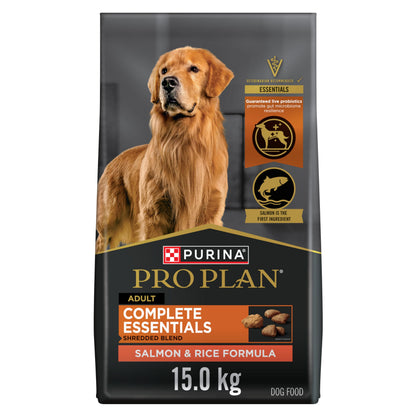Purina Pro Plan Dry Dog Food, Complete Essentials Shredded Blend Salmon & Rice - 15 kg Bag (1 Pack) 🍁 All In One Marketplace Canada