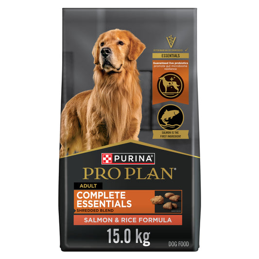 Purina Pro Plan Dry Dog Food, Complete Essentials Shredded Blend Salmon & Rice - 15 kg Bag (1 Pack) 🍁 All In One Marketplace Canada