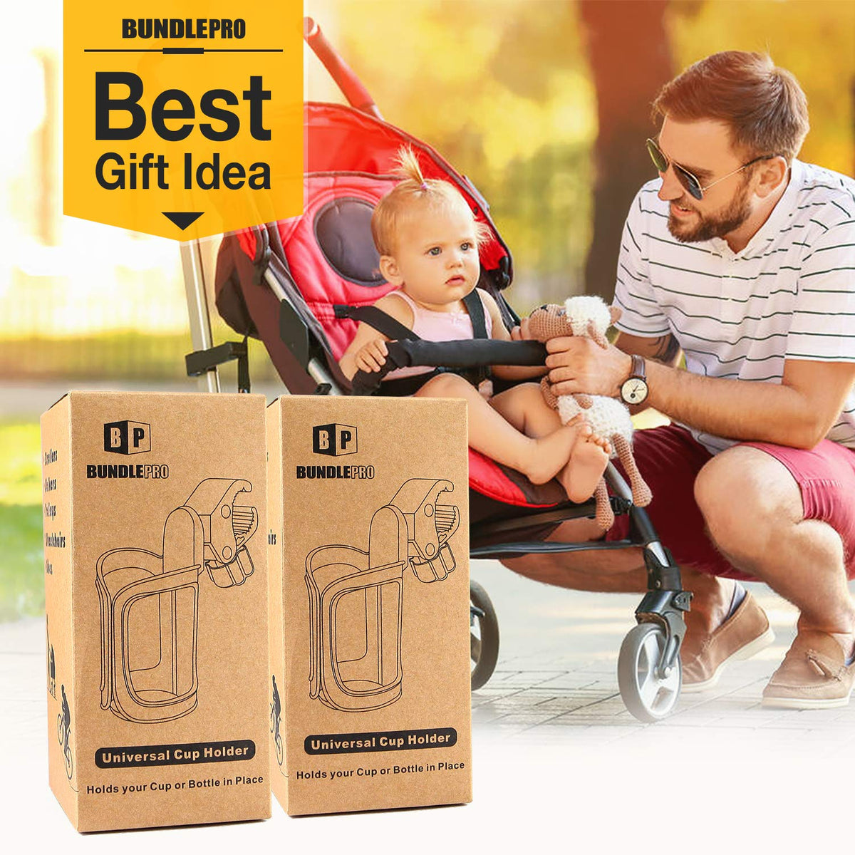 Pack of 2 Stroller Drink Holders, Universal Cup Holder for Bikes, Trolleys or Walkers 🍁 All In One Marketplace Canada
