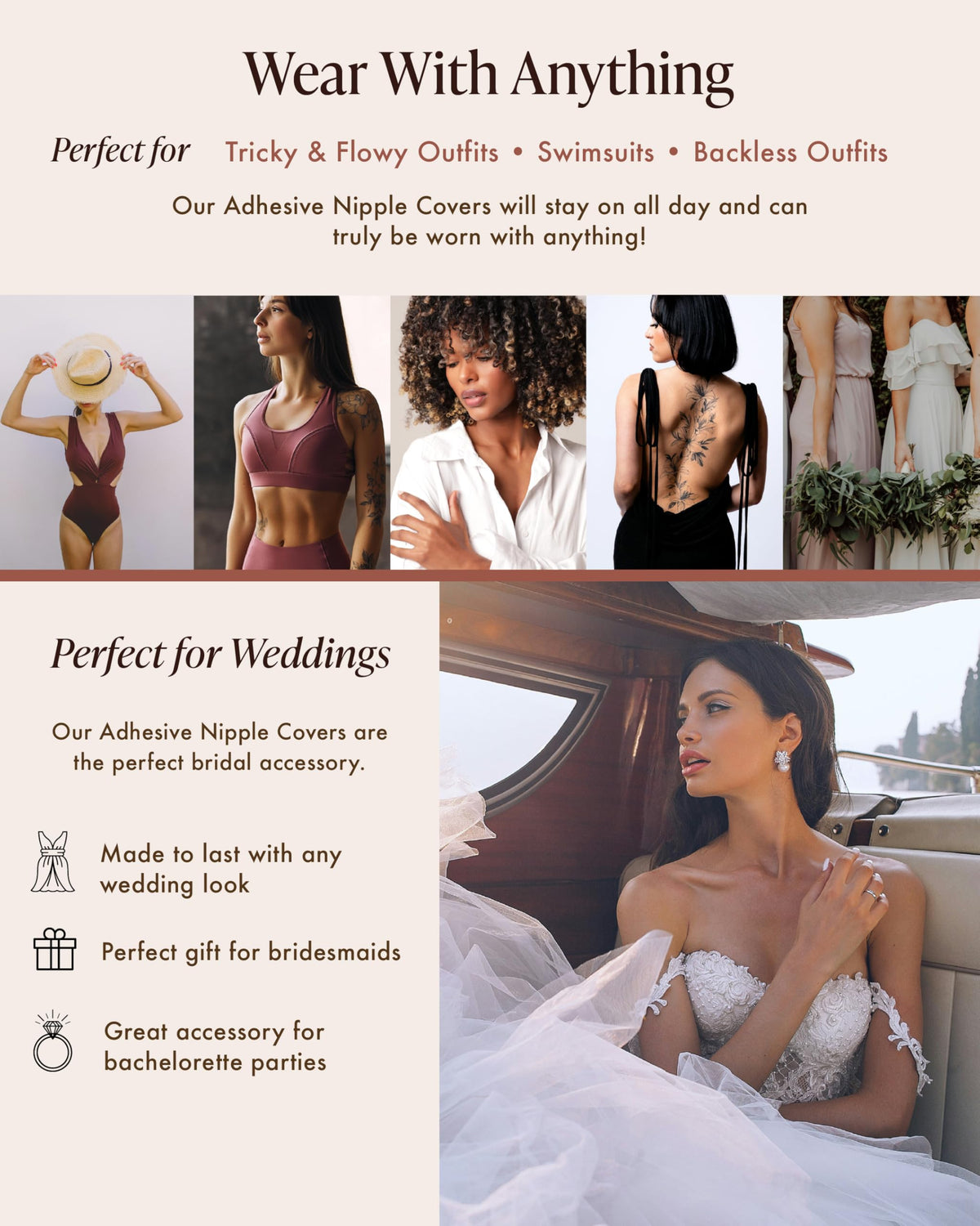Bare Babe Reusable Silicone Nipple Covers - Waterproof, Nude, 4 Shades - Sticky Breast Stickers for Strapless Dress, Crème, Small (Fits AA-B) 🍁 All In One Marketplace Canada