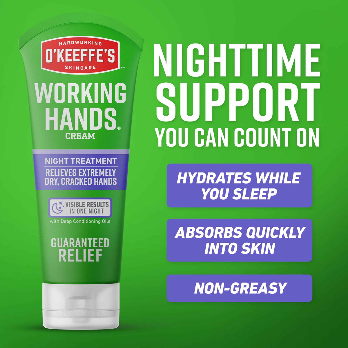 O'Keeffe's Working Hands Night Treatment Hand Cream, Restorative Lotion Works While You Sleep, Deep Conditioning Oils, 7oz/198g Tube, (Pack of 1) 🍁 All In One Marketplace Canada