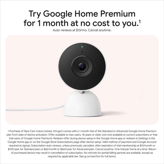 Google Nest Cam Indoor (Wired, 3rd gen) - 2K Video and Gemini 🍁 All In One Marketplace Canada