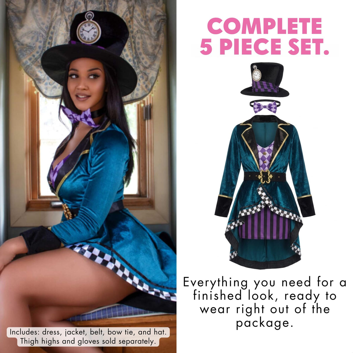Leg Avenue Women's Delightful Mad Hatter Halloween Costume, Multi, X-Large