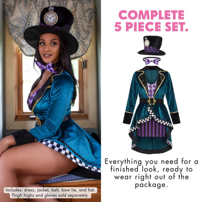 Leg Avenue Women's Delightful Mad Hatter Halloween Costume, Multi, X-Large