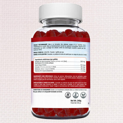 Herbion Naturals Apple Cider Vinegar Gummy with Folic Acid, Pomegranate, Beetroot & vitamin B12, source of Antioxidants to maintain Good Health & Metabolism, 60 Pectin Gummies for Adults, Apple Flavour 🍁 All In One Marketplace Canada