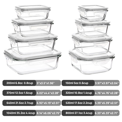 Vtopmart 8 Pack Glass Container Food Storage, Meal Prep Containers with Airtight Lids for Leftover, On-the-go, Safe for Microwave, Oven, Freezer and Dishwasher, Grey 🍁 All In One Marketplace Canada