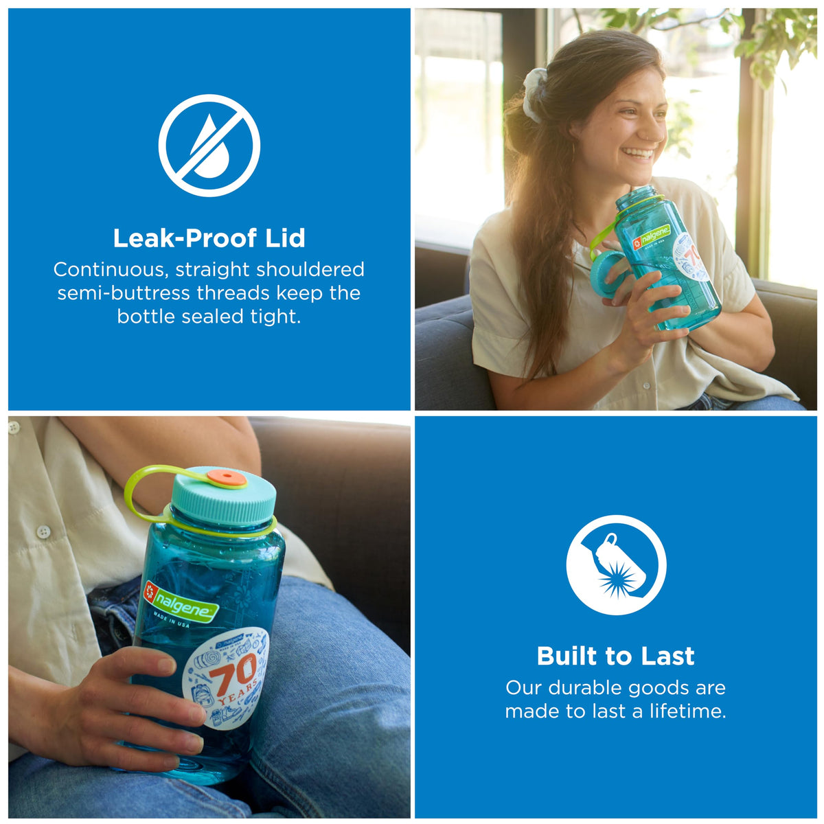 Nalgene 32 oz Wide Mouth Water Bottle BPA-Free, Durable & Leak Proof, Lightweight Bottle for Hiking & Gym, Work & Travel, Cerulean 🍁 All In One Marketplace Canada