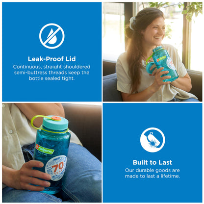 Nalgene 32 oz Wide Mouth Water Bottle BPA-Free, Durable & Leak Proof, Lightweight Bottle for Hiking & Gym, Work & Travel, Cerulean 🍁 All In One Marketplace Canada