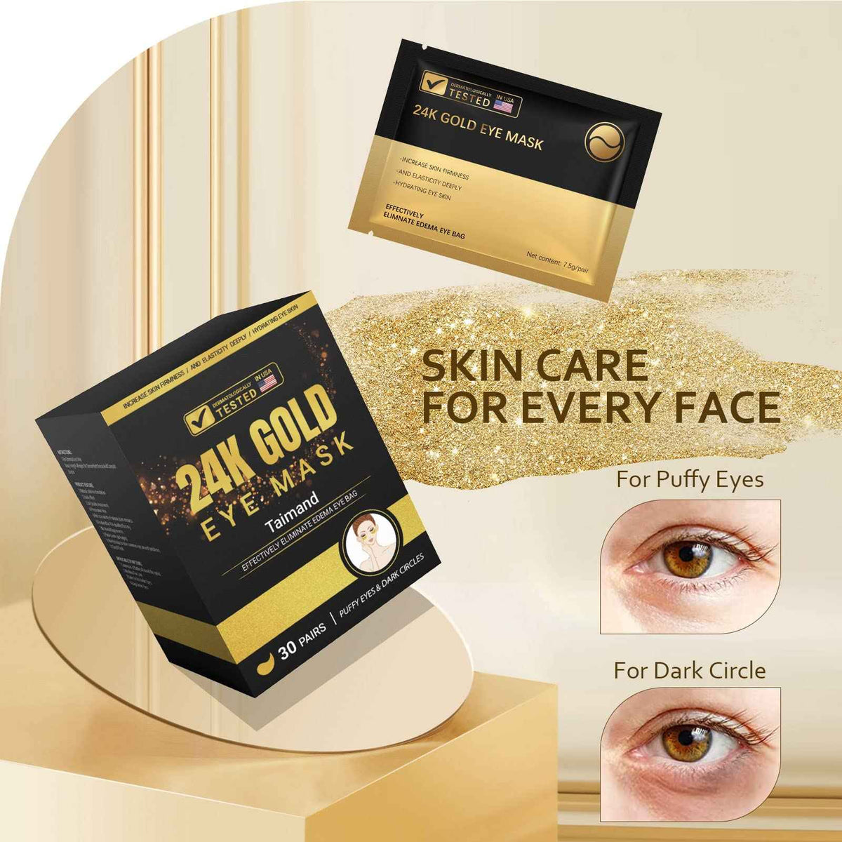 Under Eye Patches (30 Pairs), 24k Gold Eye Patches for Women and Men, Bachelorette Party Favors, Birthday Gift for Women - Skincare Self Care - USA Tested 🍁 All In One Marketplace Canada