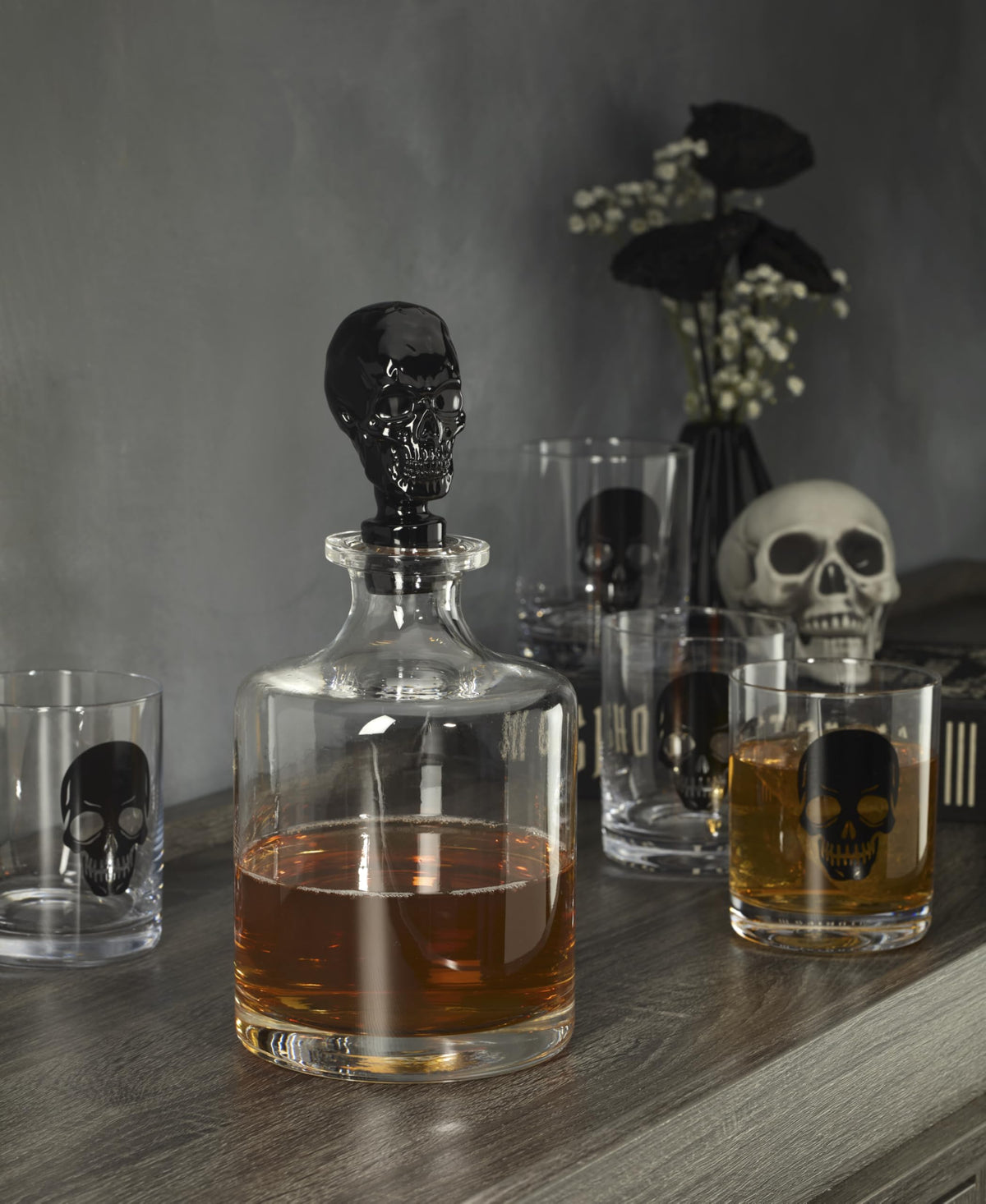 Oneida Vintro Halloween Skeleton 5-Piece Whiskey Glass Set