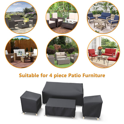 STARTWO Outdoor Waterproof Patio Furniture Covers 4-Piece Set for Chairs 32in, Loveseat 56in, Coffee Table 45in, Heavy Duty 600D, Black 🍁 All In One Marketplace Canada