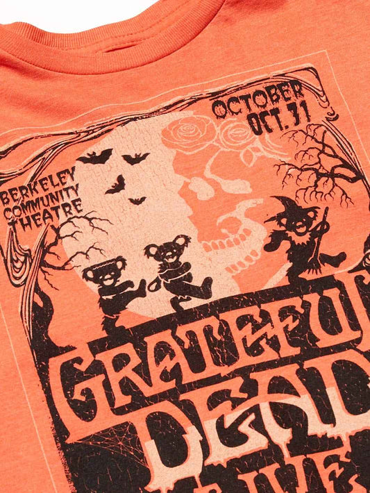 Liquid Blue Unisex Adult Grateful Dead Berkeley Moon Live Halloween Tee T Shirt, Orange, Large US