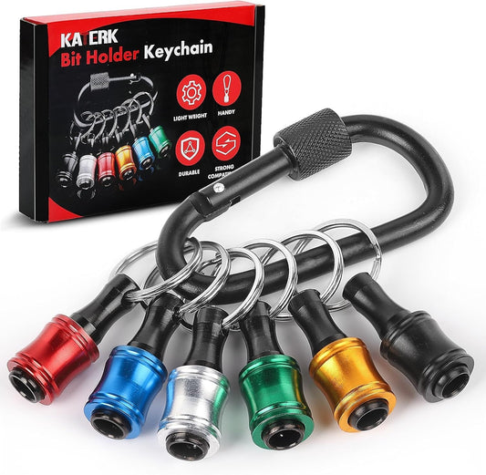 Upgrade, Push to Unlock,katerk 6pcs 1/4 inch Hex Shank Aluminum Alloy Screwdriver Bits Holder Light-weight Quick-change Extension Bar Keychain Drill Screw Adapter Change Portable, With Black Carabiner 🍁 All In One Marketplace Canada