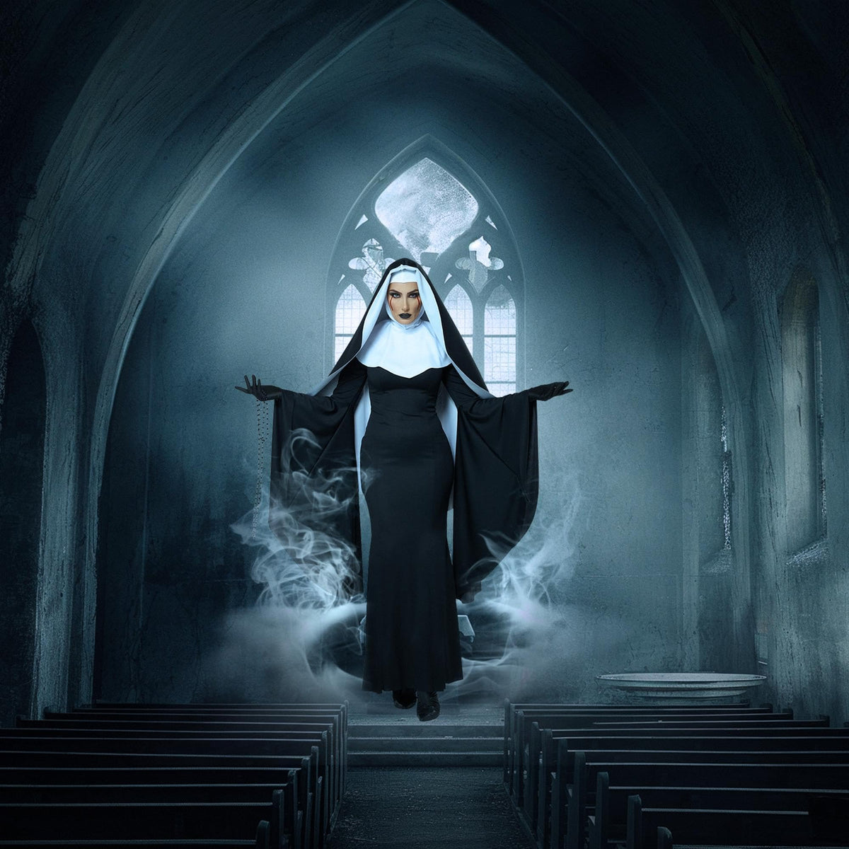 Bad Habit Gothic Nun Adult Halloween Costume XS size 4-6