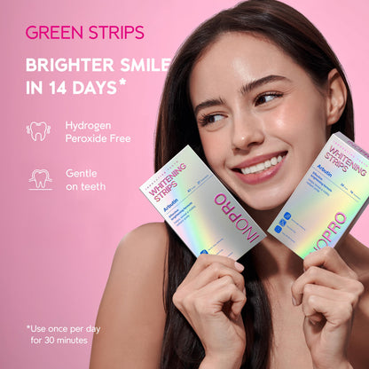 InoPro Teeth Whitening Strips 14 Treatments Kit - Sensitive Teeth Whitener, Peroxide Free, Enamel Safe Green White Strips, Deep Stains Removal - Instant Teeth Whitening Without The Harm (28 Strips) 🍁 All In One Marketplace Canada
