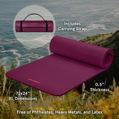 Retrospec Solana Yoga Mat 1" And 1/2" Thick With Nylon Strap for Men And Women - Non Slip Exercise Mat For Home Yoga, Pilates, Stretching, Floor And Fitness Workouts 🍁 All In One Marketplace Canada