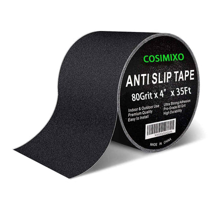 Cosimixo 4" x 35Ft Heavy Duty Anti Slip Tape for Stairs Outdoor, Waterproof Grip Tape Safety Non Skid Roll for Stair Steps Traction Tread Staircases Anti-Slip Strips Black 🍁 All In One Marketplace Canada