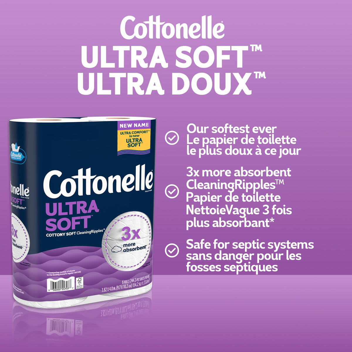 Cottonelle Toilet Paper, 24 Family Mega Rolls = 108 Regular Rolls (4 Packs of 6), Ultra Soft (Formerly Ultra Comfort), Soft Bathroom Tissue, 296 Sheets per Roll, Packaging May Vary 🍁 All In One Marketplace Canada