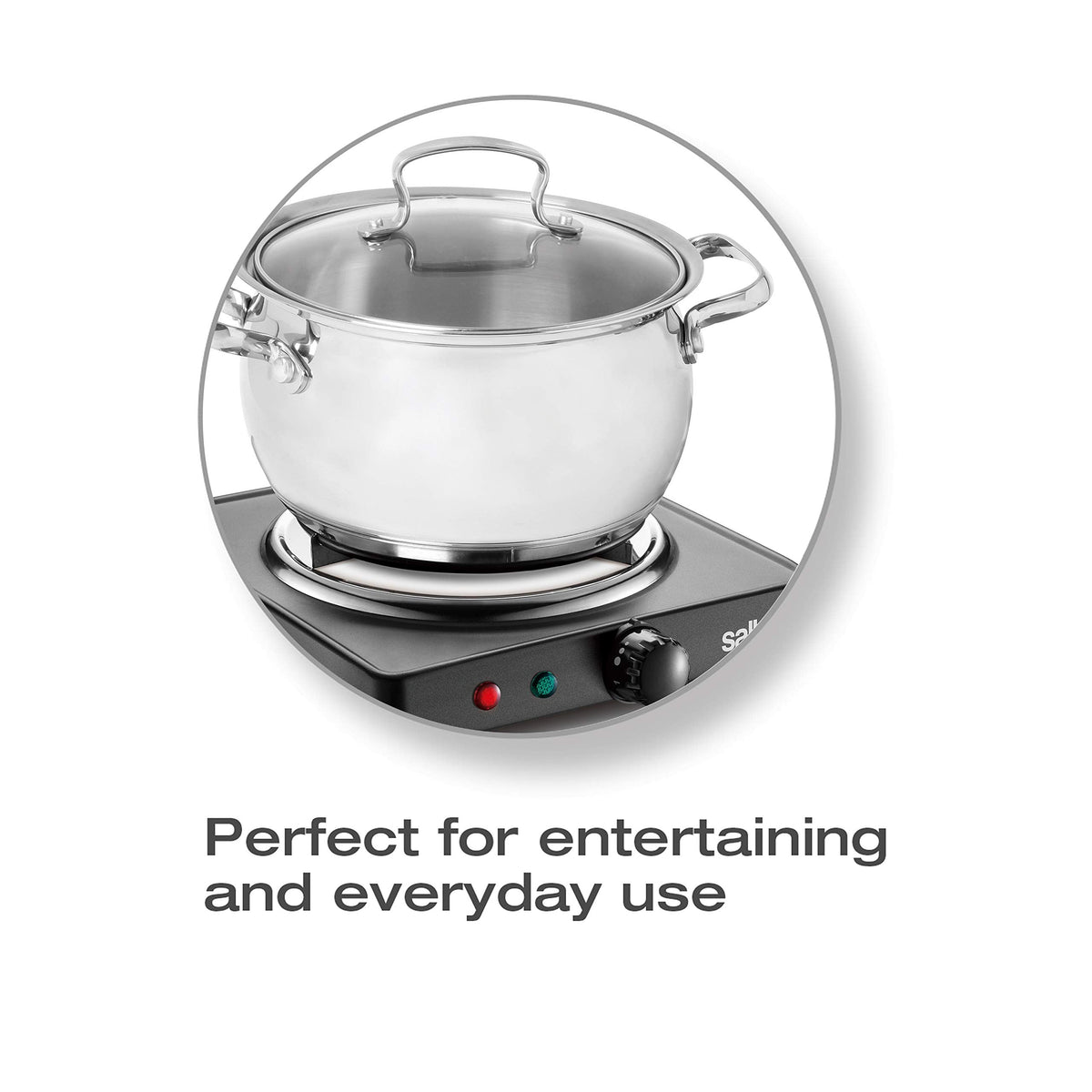 Salton Single Coil Portable Electric Cooktop | 1000 Watts | Lightweight & Compact | Variable Temperature Control | Perfect for Dorms, Offices, Camping | Black | 100% Canadian-owned & operated 🍁 All In One Marketplace Canada