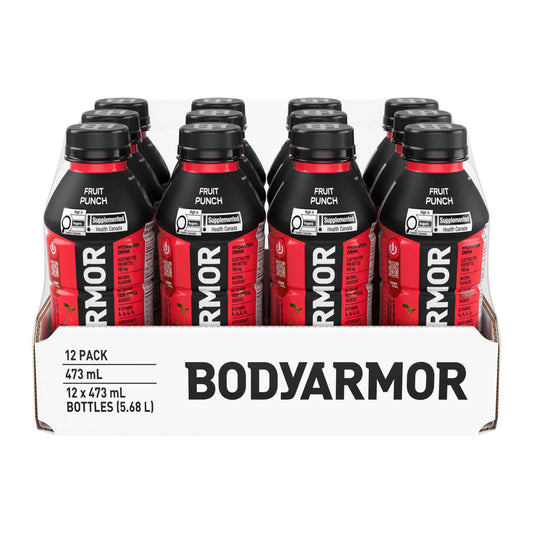 BODYARMOR SuperDrink Fruit Punch, 473 mL Bottles (12 Pack) – Sports Hydration Drink with Coconut Water, Potassium-Packed Electrolytes and Antioxidant Vitamins 🍁 All In One Marketplace Canada