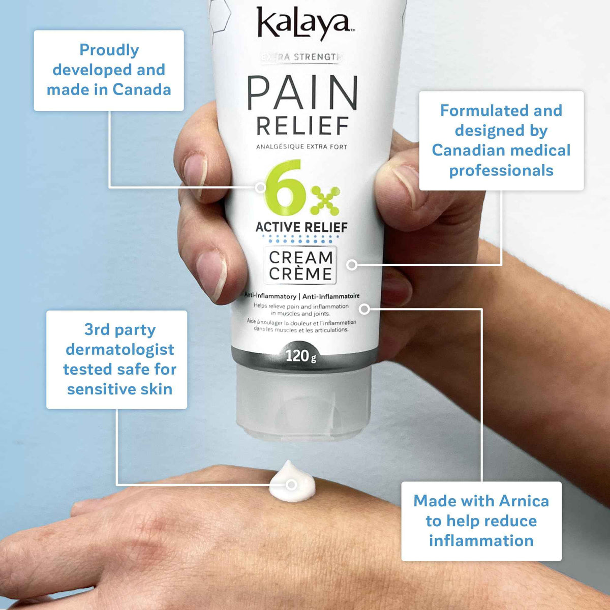 KaLaya 6X Extra Strength Pain Relief Cream with Arnica for Arthritis, Joint, Muscle, Back, Neck, Shoulder, Hand and Knee Pain- Medically formulated with 6 Natural Active, Pain Blocking & Anti inflammatory Ingredients (100g - Pack of 1)