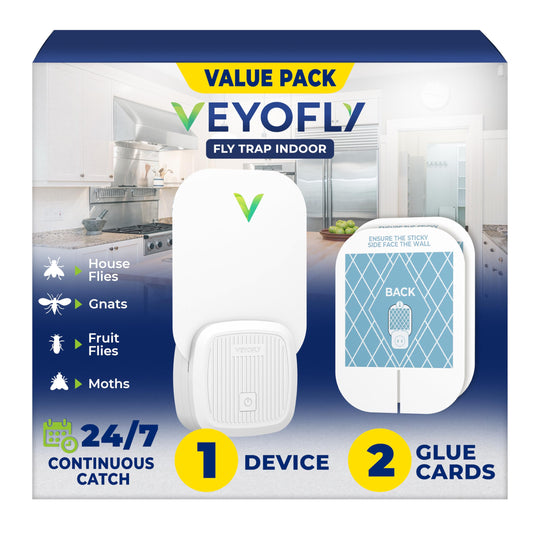 VEYOFLY Fruit Fly Traps for Indoors (1 Device + 2 Refills), Gnat Trap Indoor Plug in, Bug Traps, Flying Insect Trap, Gnat Traps for House Indoors, Fly Trap Indoor for Home Bug Light, Gnats Catcher 🍁 All In One Marketplace Canada