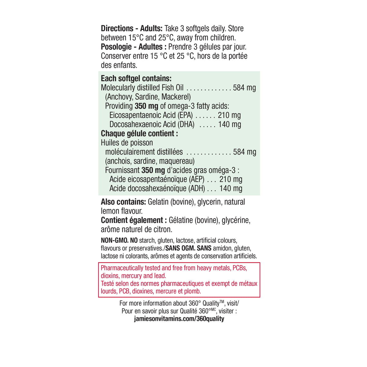 Jamieson Omega-3 Mini Softgels, No Fishy Aftertaste, Improves Heart Health, and Supports Brain Health. With 210 mg EPA and 140 mg DHA, No Burpback, Easy to Swallow, Gluten-Free, Non-GMO, 200 Count 🍁 All In One Marketplace Canada