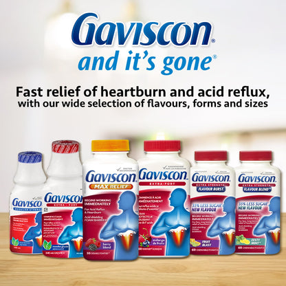 Gaviscon Extra Strength Tablets - 120 Count - Chewable Foaming Antacid Tablets for Day and Night Heartburn Relief, Acid Reflux and GERD Relief, Fruit Blend - Free of Aluminum, Lactose and Gluten 🍁 All In One Marketplace Canada